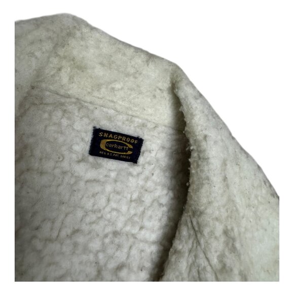 RARE CARHARTT Vintage 1960s Snagproof Sherpa Fleece Duck Canvas Chore Coat XS - Picture 5 of 9